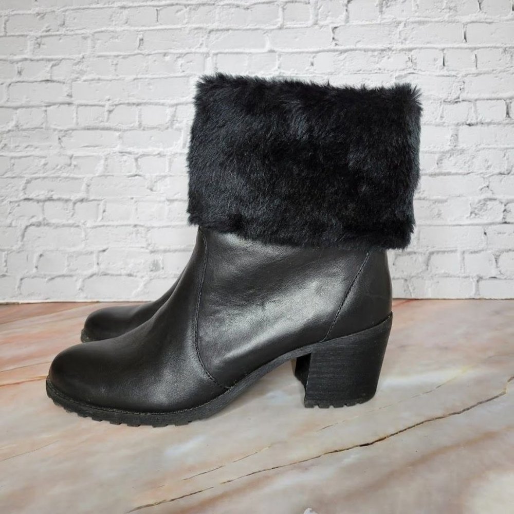 Aerosoles Ankle Bootie Boots Incognito Winter Faux Fur Cuff Womens Size 10 Black